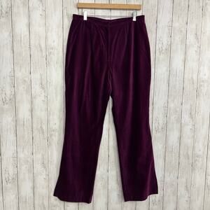 Vintage Reflections 14 Purple Velvet Cotton High Rise Slit Hem Straight Pants